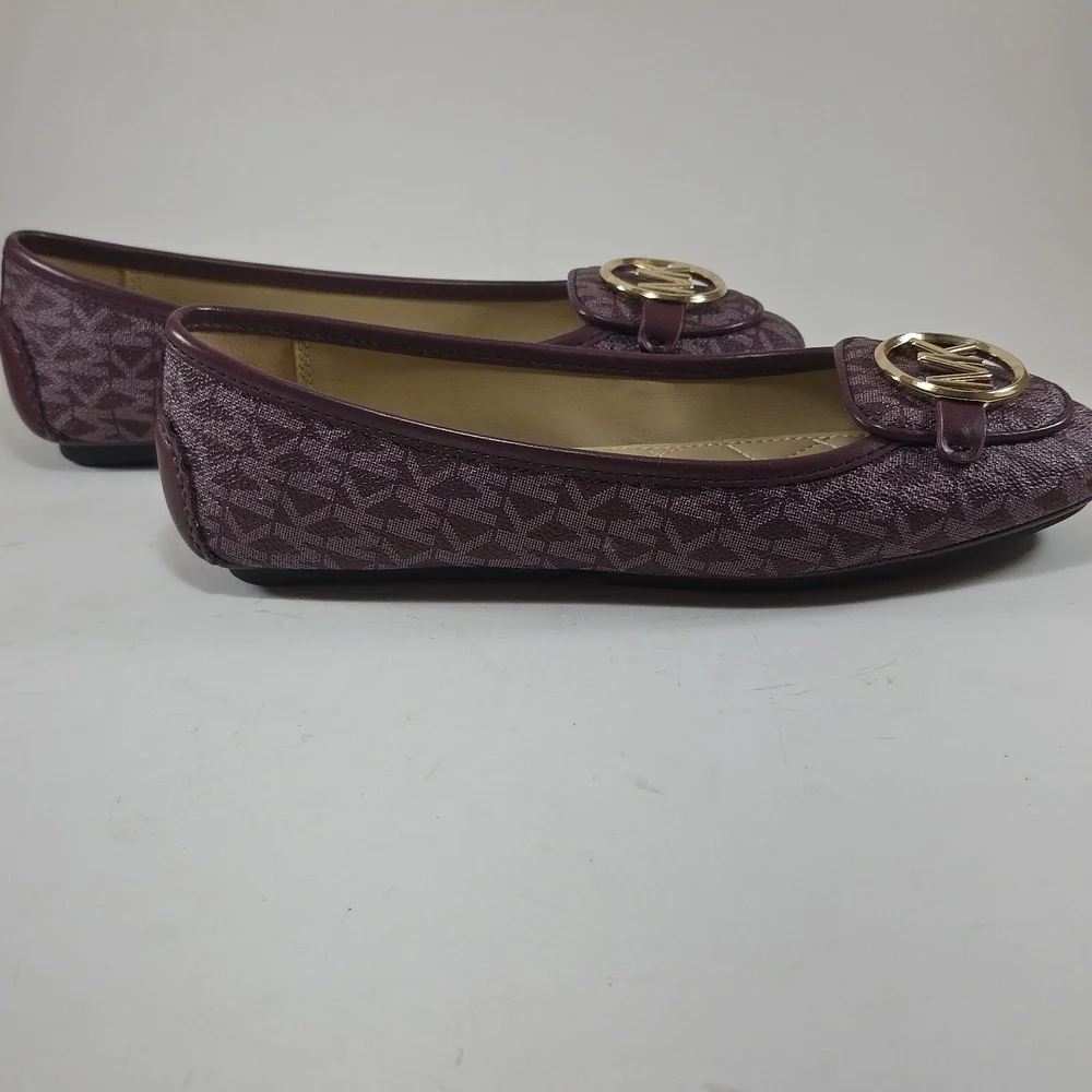 Michael Kors Lillie Merlot Flats with Gold Logo